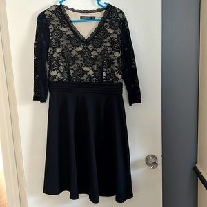 Black floral lace cocktail dress
